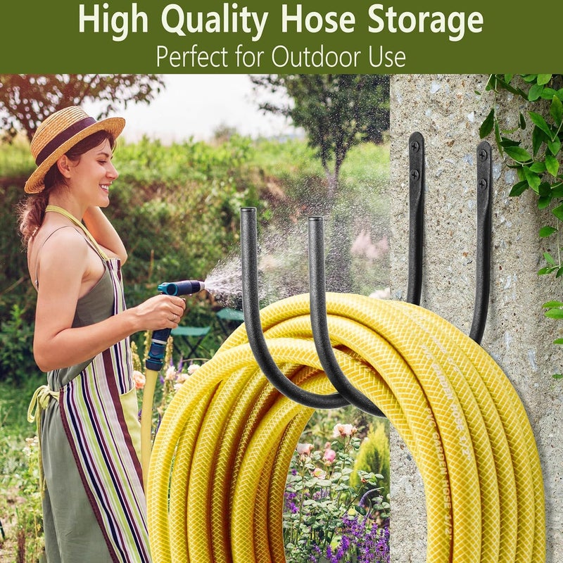 Lifyzoon Garden Hose Holders Mount: Wall Mount Hose Hangers for Outside - 2Pcs Rust-Proof Water Hose Racks Hanging Hooks for Outside Garden Expandable Hose - Image 3